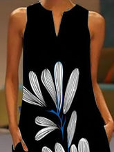 Robe longue sans manches à col en V et imprimé floral